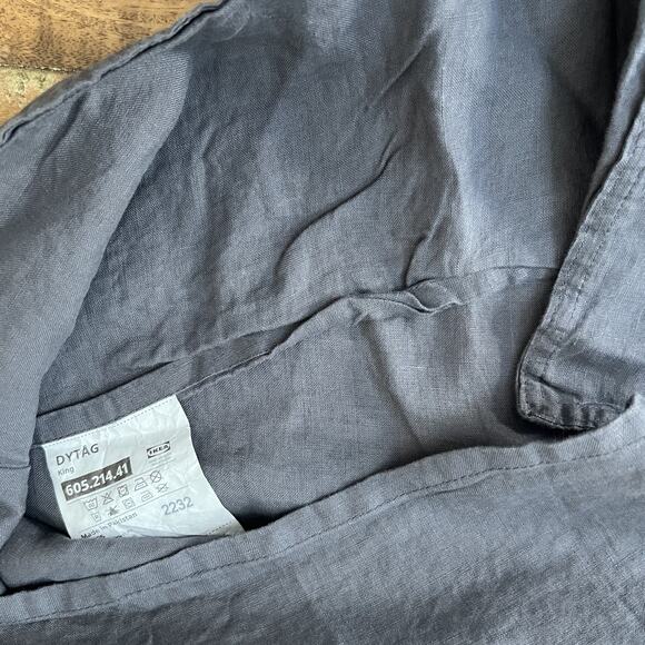 Ikea Dytag King Pillowcase 36 x 20" Dark Gray 100% Linen - Picture 3 of 7